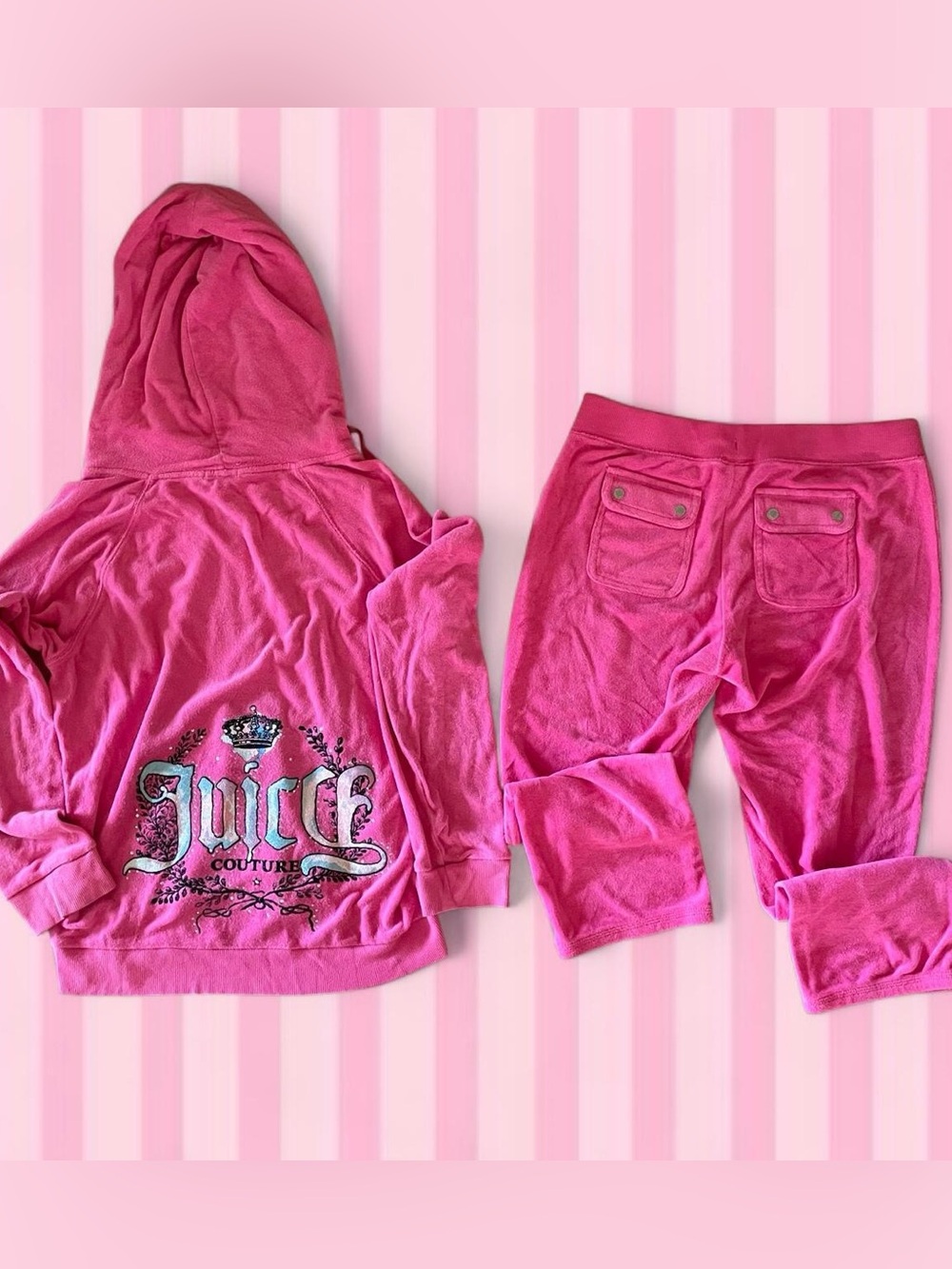 Juicy Couture Hot Pink Tracksuit - Hooded Jacket & Pants Set